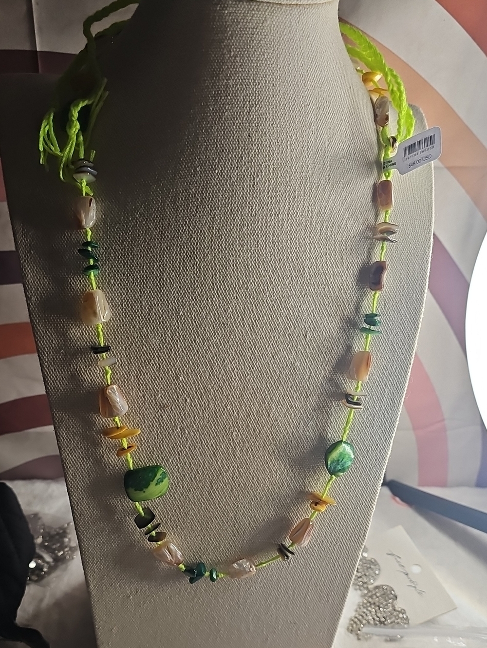 NWT ARIANA OST LIME BEADED ADJUSTABLE NECKLACE... FREE PEOPLE